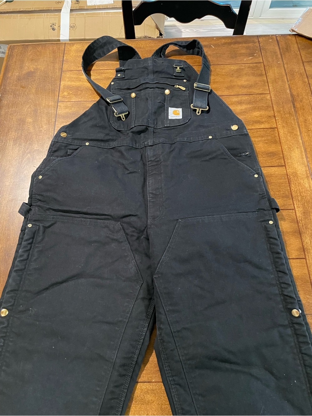 Carhartt Black Canvas Work Pants with Contrast Lining